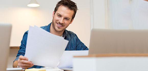 Man checking his Australian income tax returns.